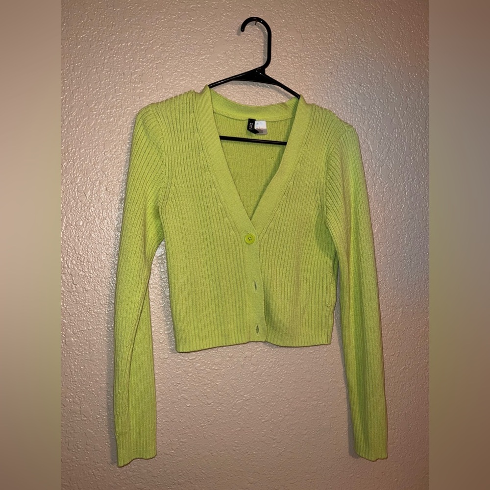 Green Cropped Cardigan